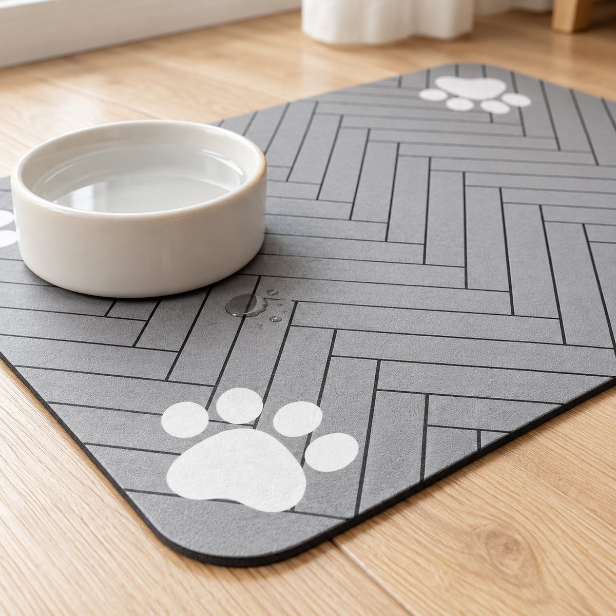 Tapis de gamelle absorbant pour chien et chat