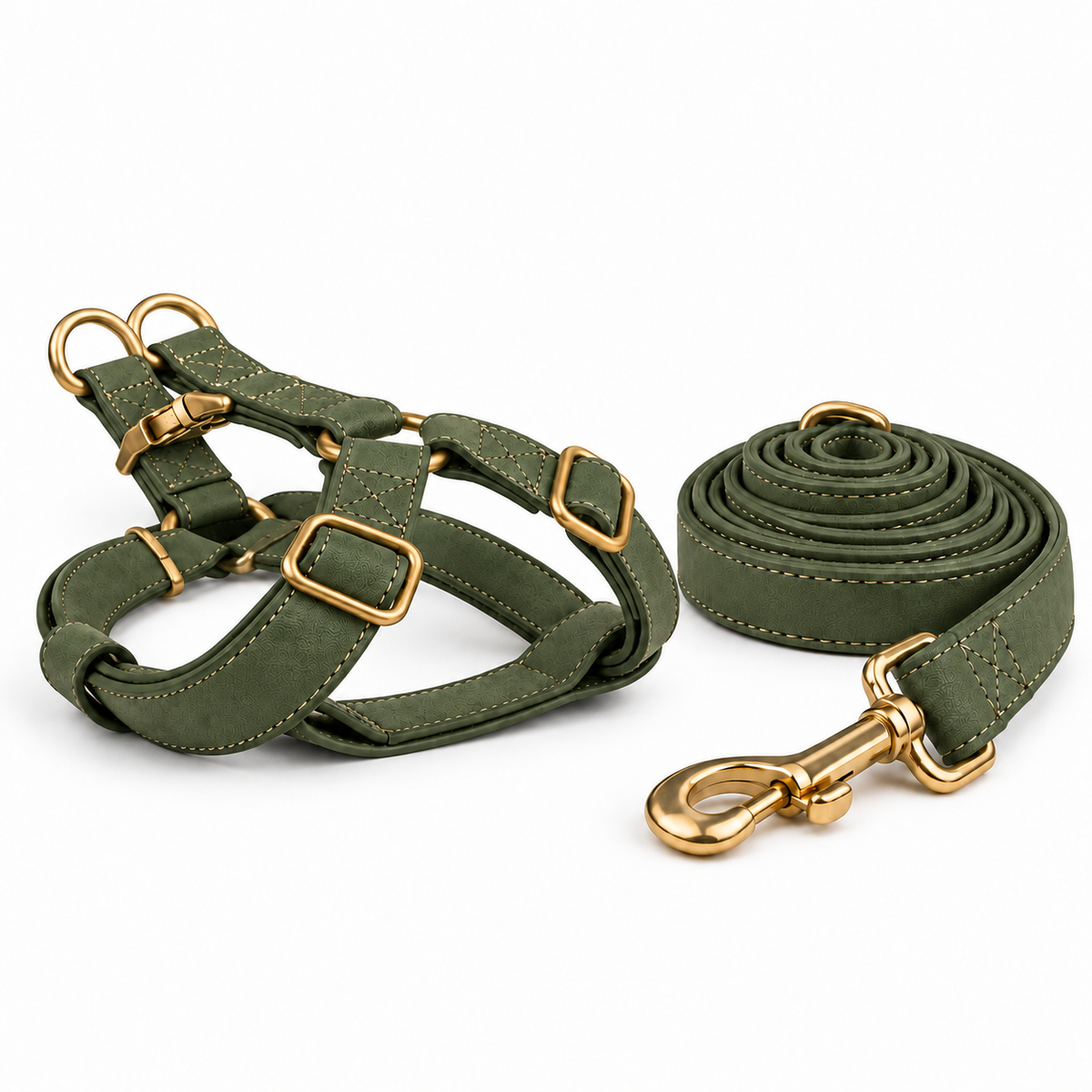 Kit harnais et laisse pour chien en simili cuir